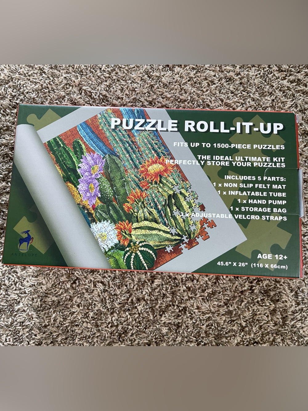 Antelope Puzzle Roll-It-Up Storage Mat - Green with White Accents